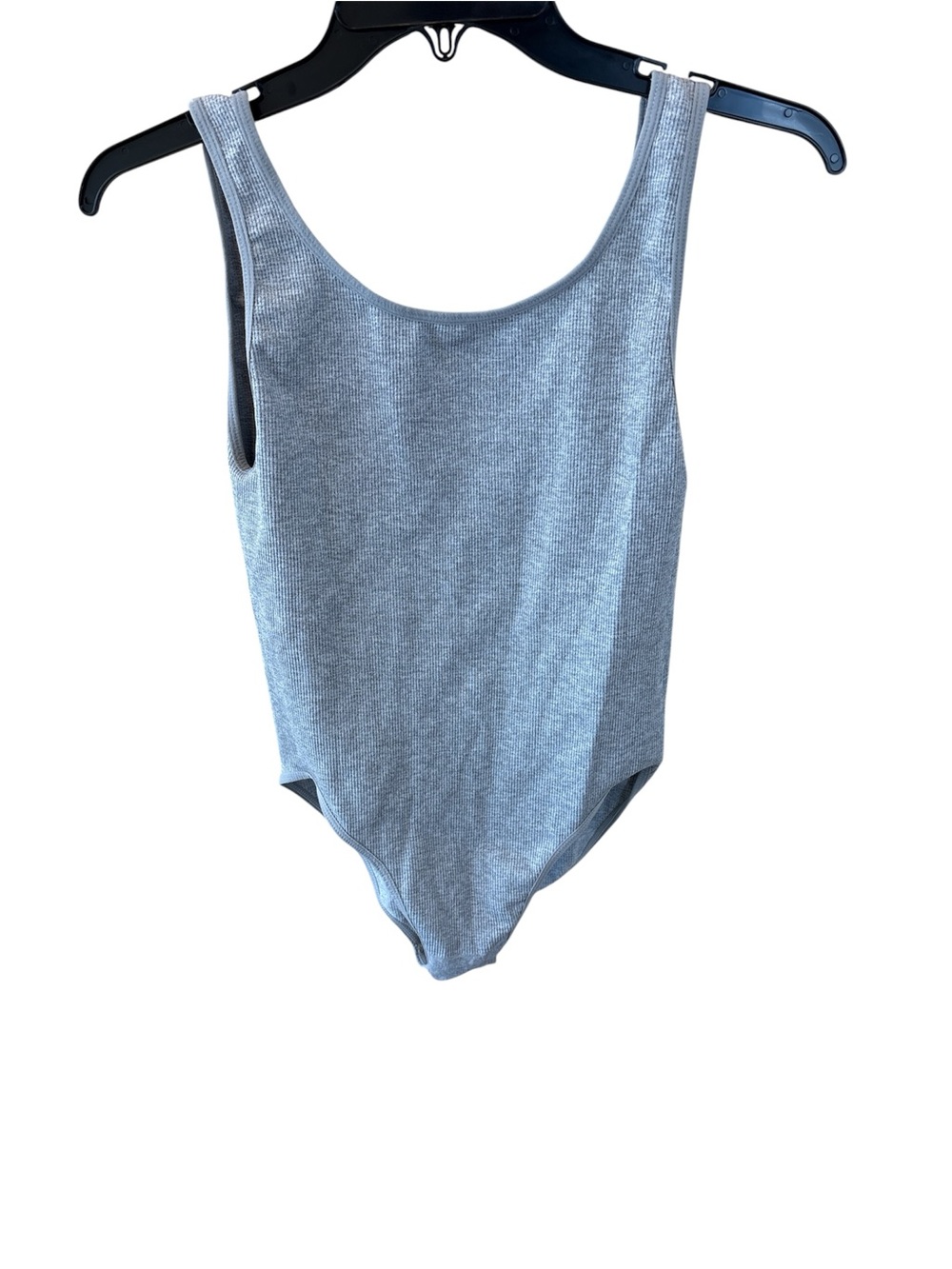 bp Gray Ribbed Scoop Neck Top